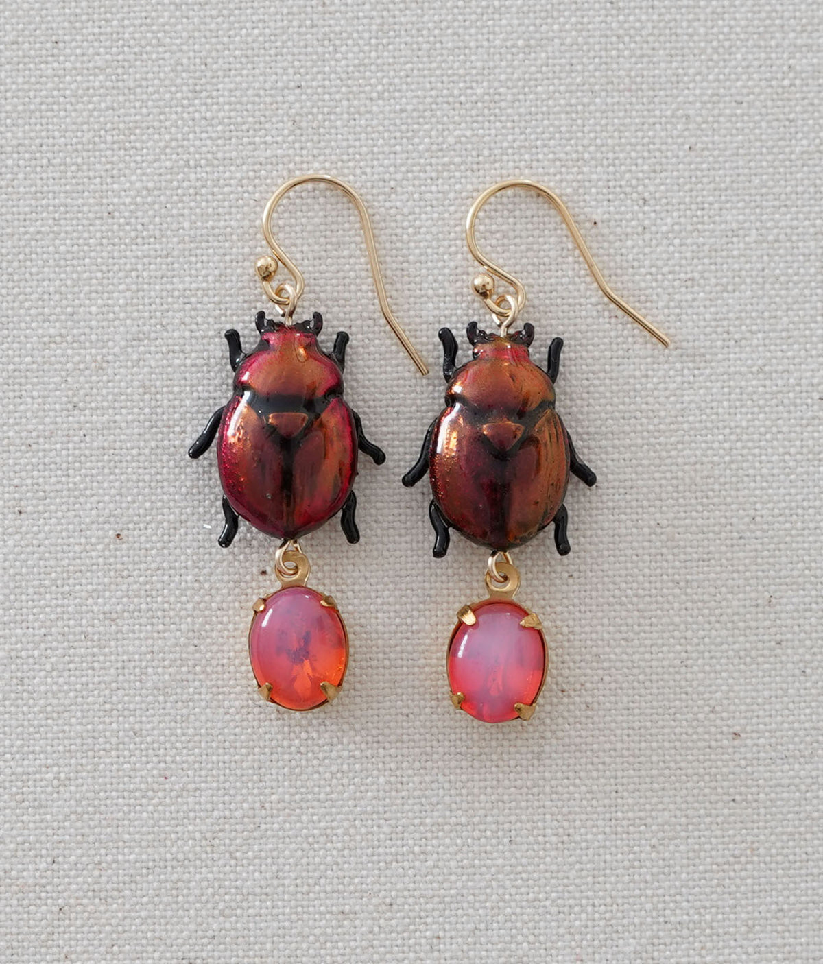 Scarab Earrings (Orange/Red)