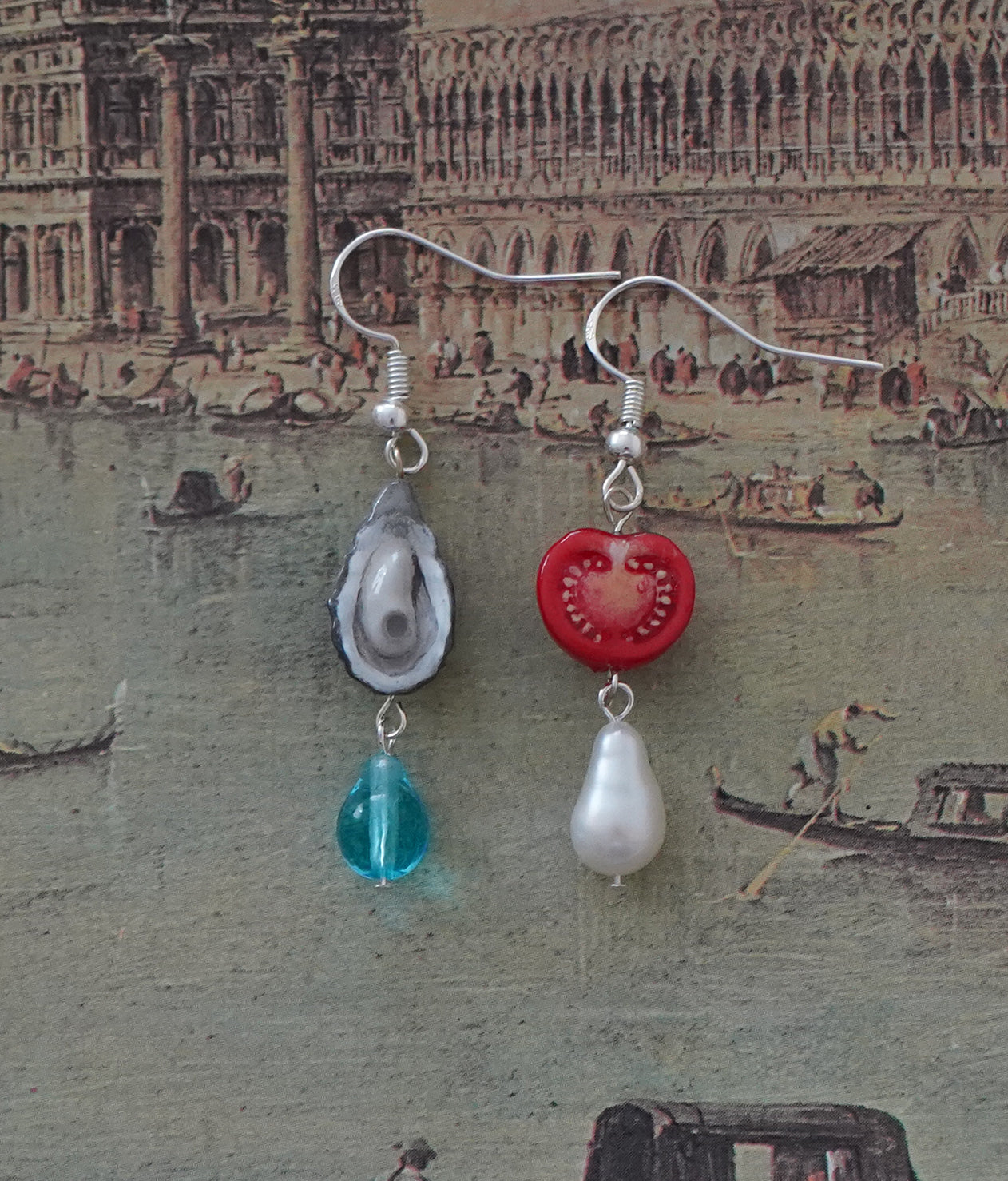 Oysters and Tomatoes Earrings