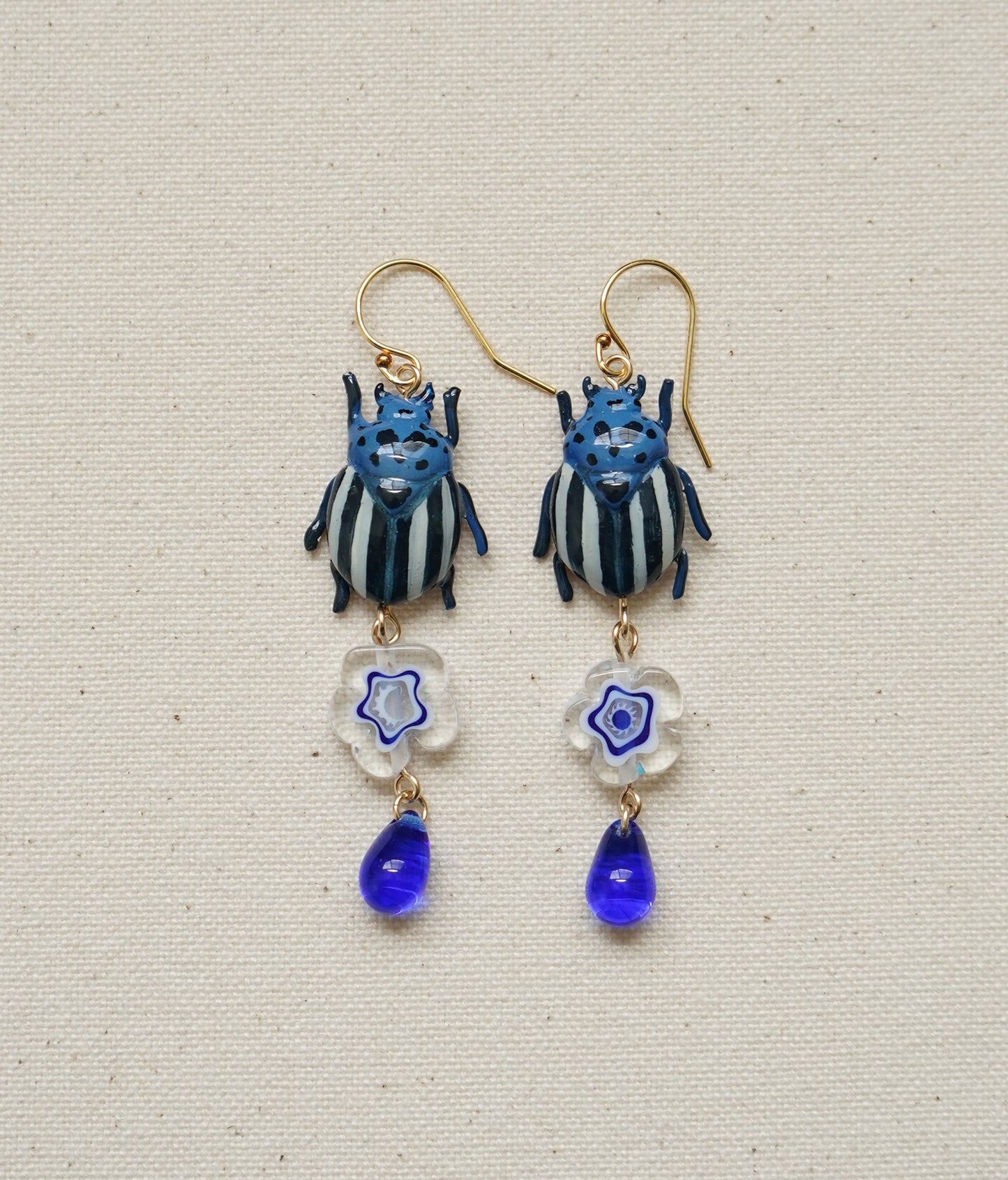 Blue Potato Beetle Earrings
