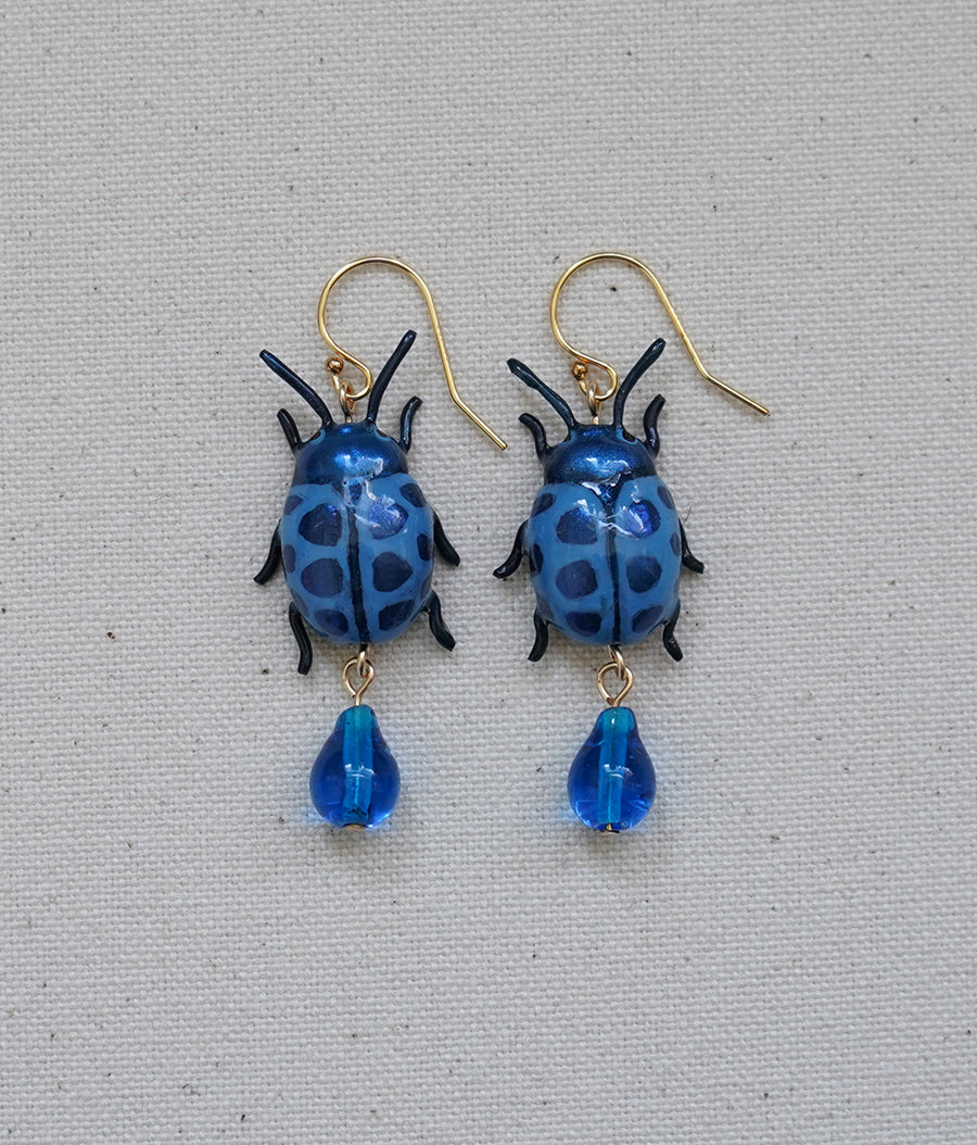 Mint Beetle (Blue) Earrings