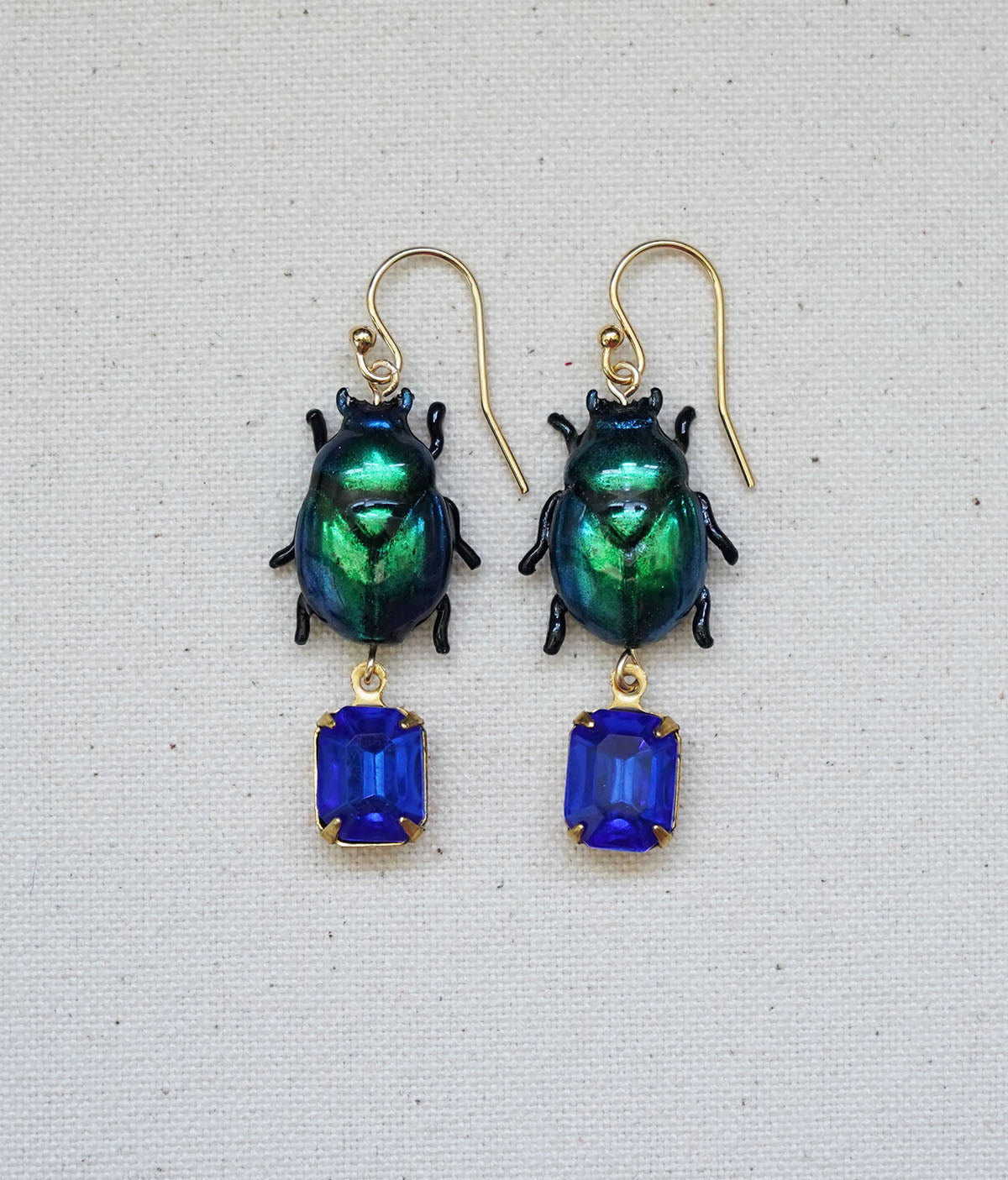 Scarab Earrings (Blue/Green)