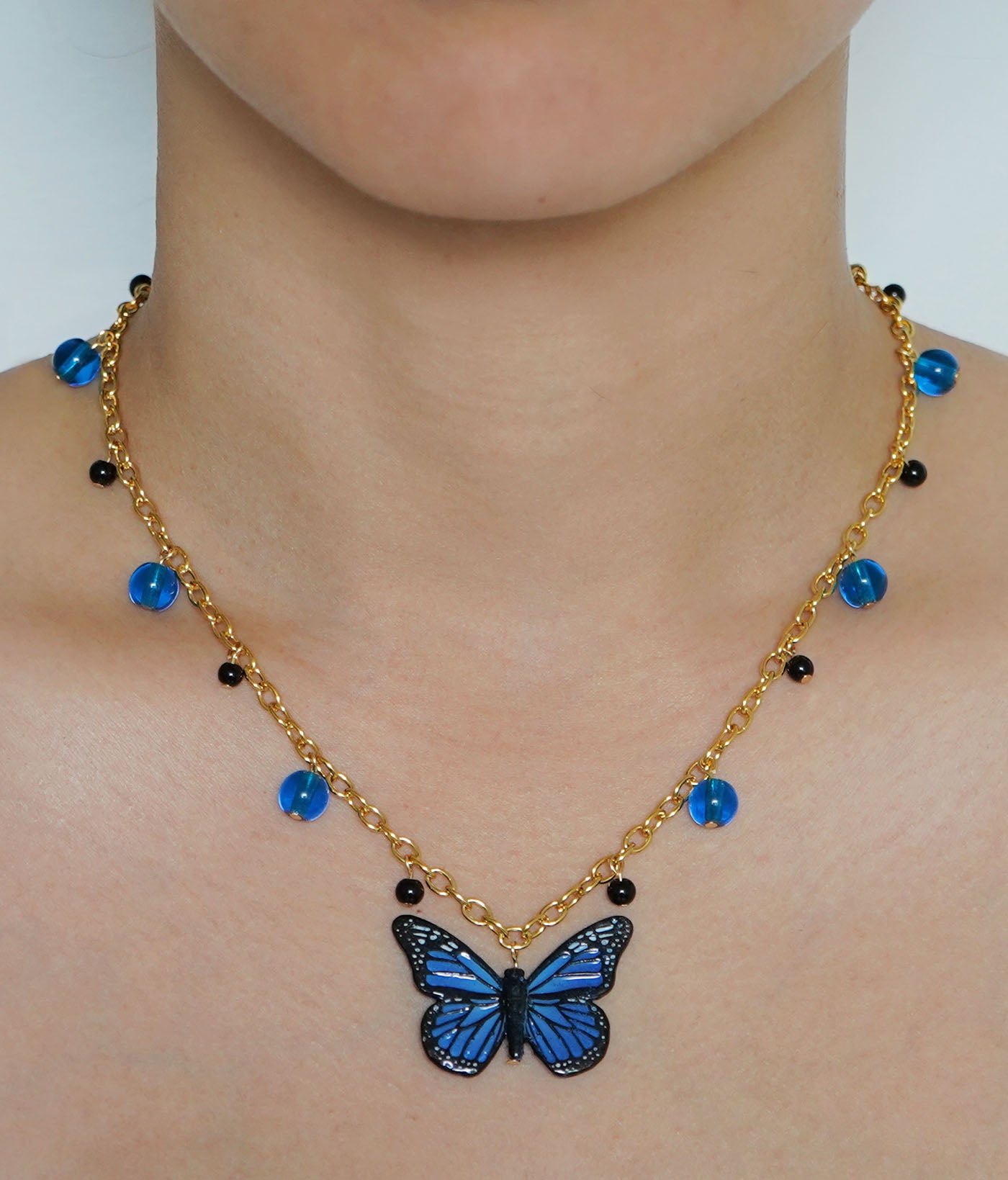Monarch Butterfly Necklace (Blue)