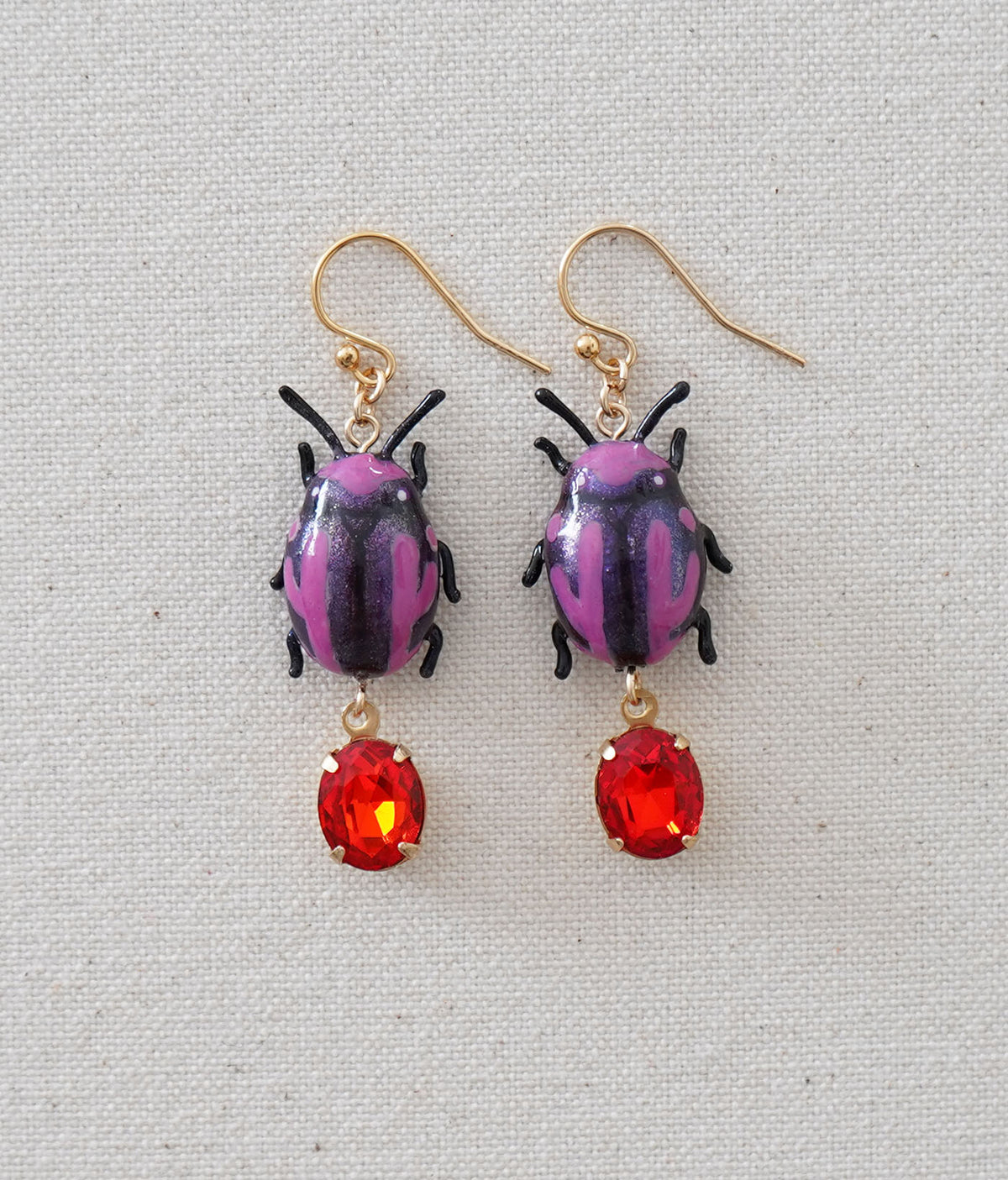 Mint Beetle Earrings (Pink/Lavender)