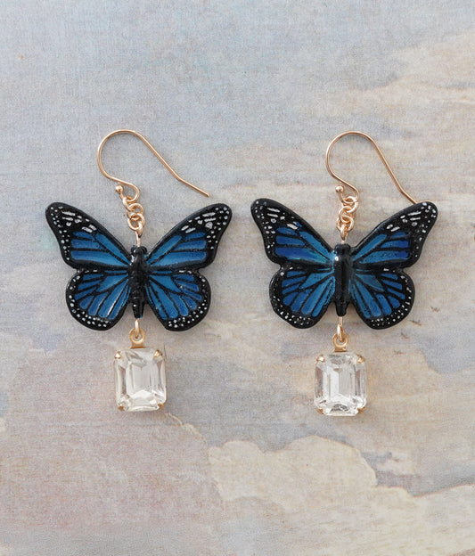 Monarch Butterfly Earrings (Blue)