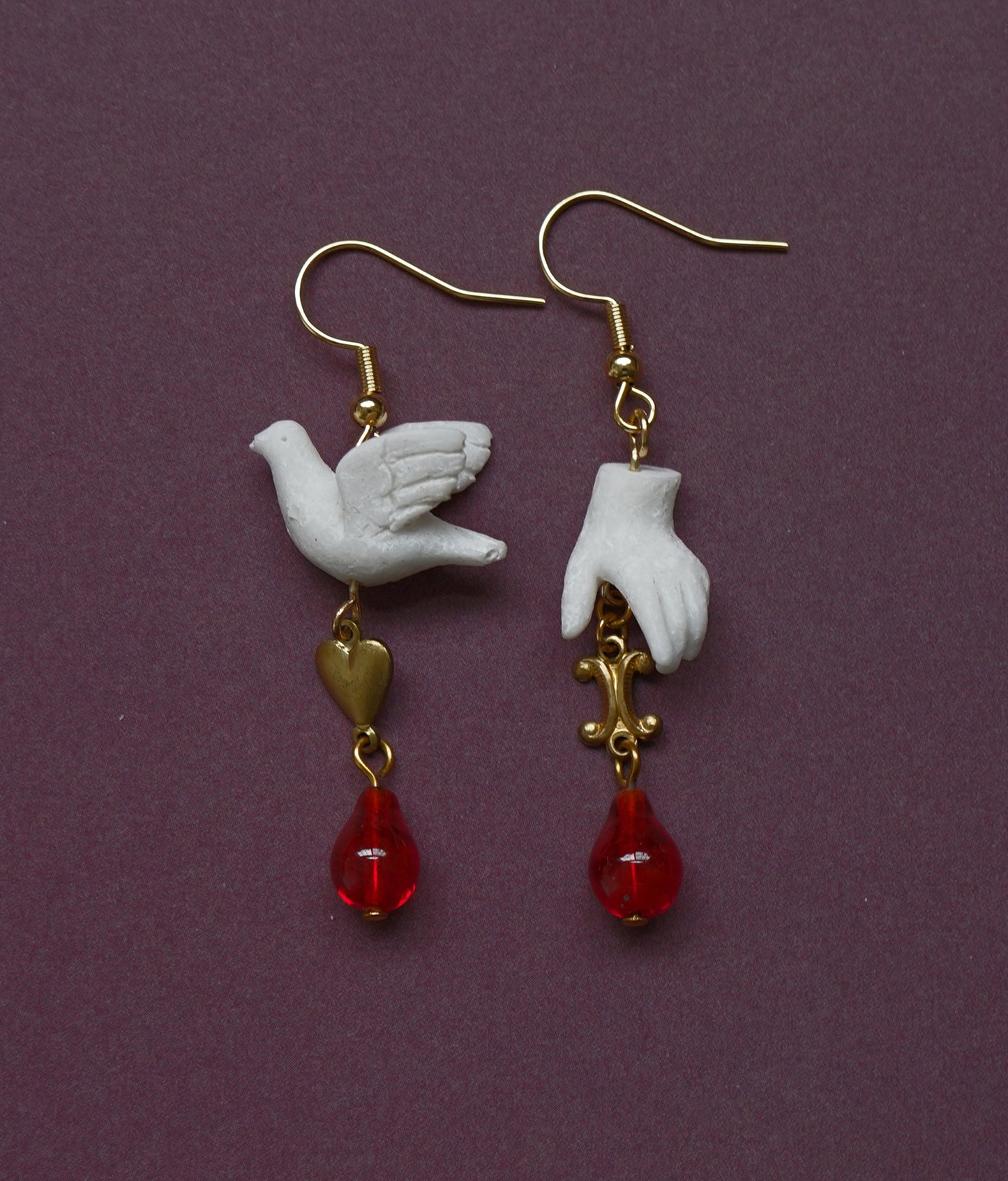 Dove and Hand Earrings