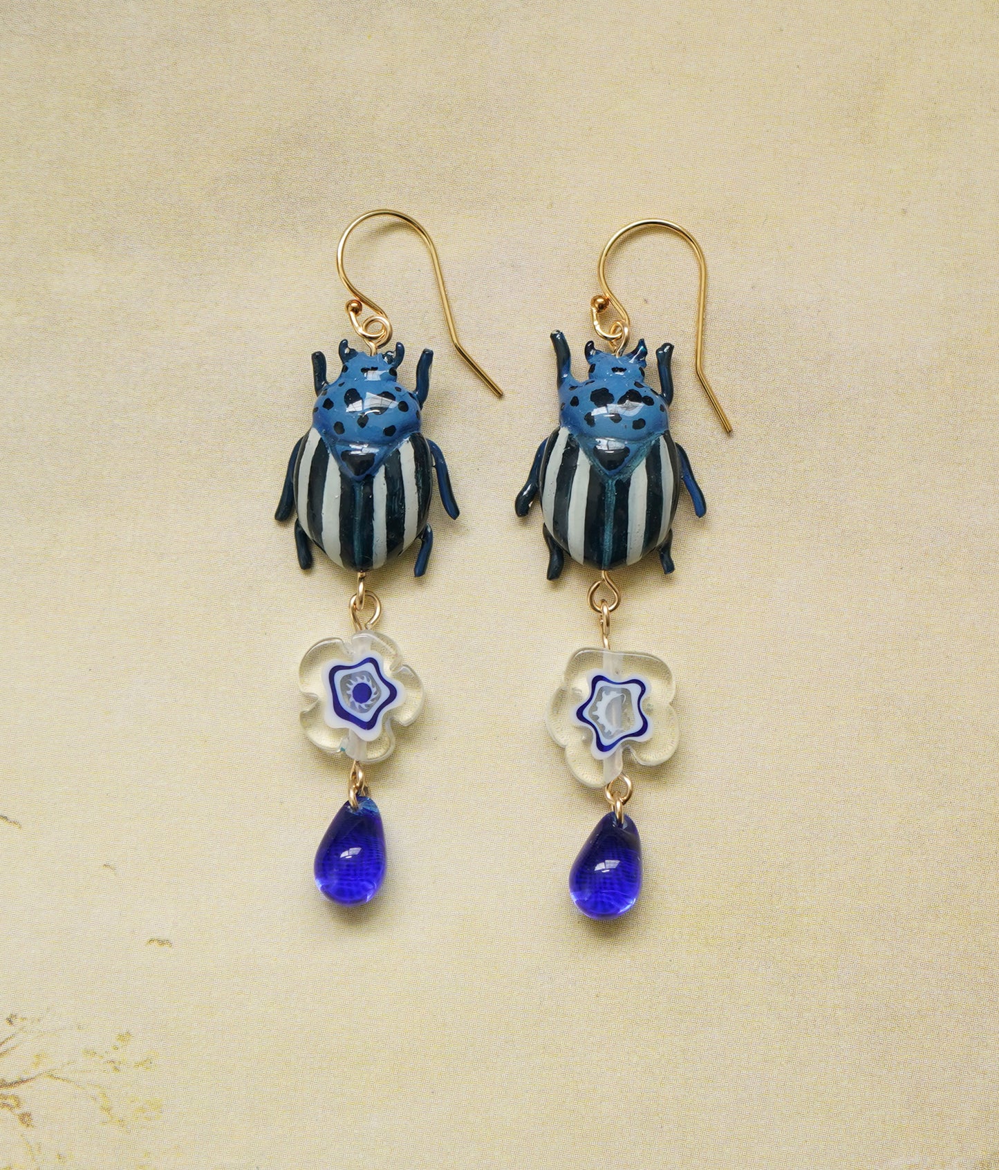 Blue Potato Beetle Earrings