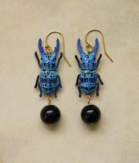 Spotted Stag Beetle Earrings
