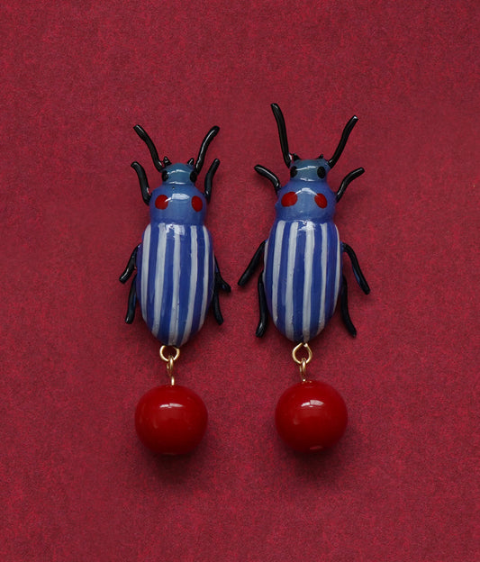 Clownin' Around Bug Earrings (Blue)