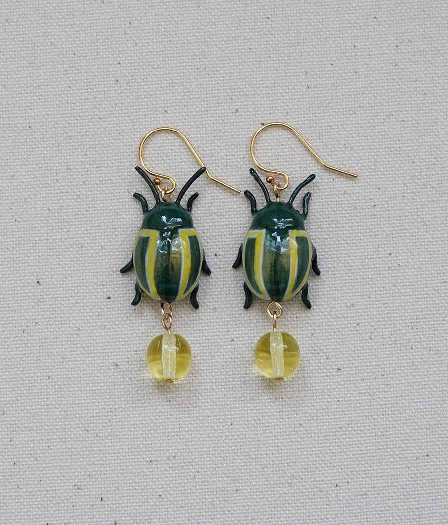 Mint Beetle (Yellow) Earrings