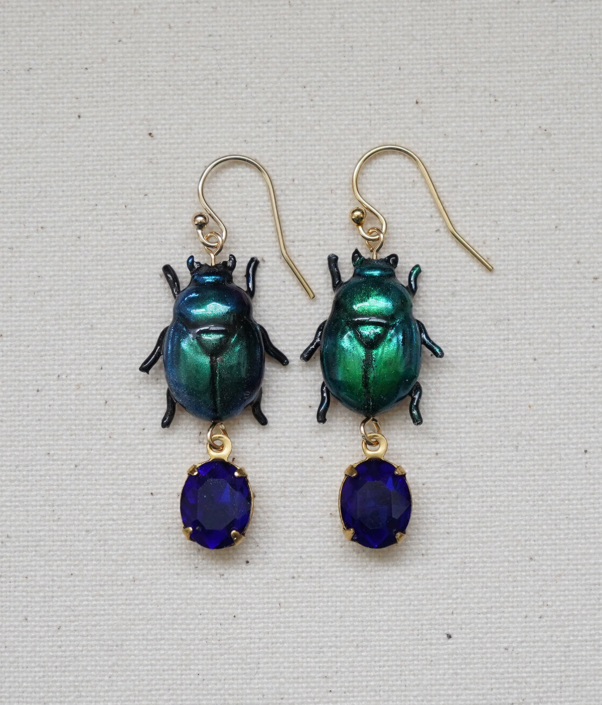 Scarab Earrings (Blue/Green)