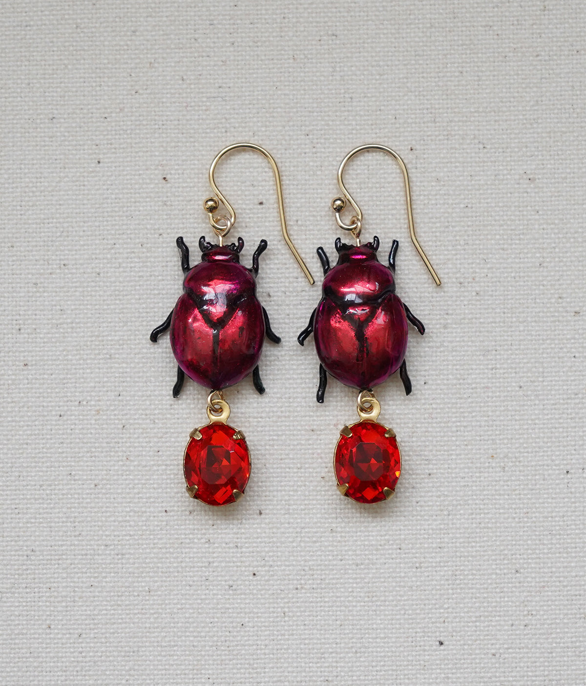 Scarab Earrings (Magenta/Red)