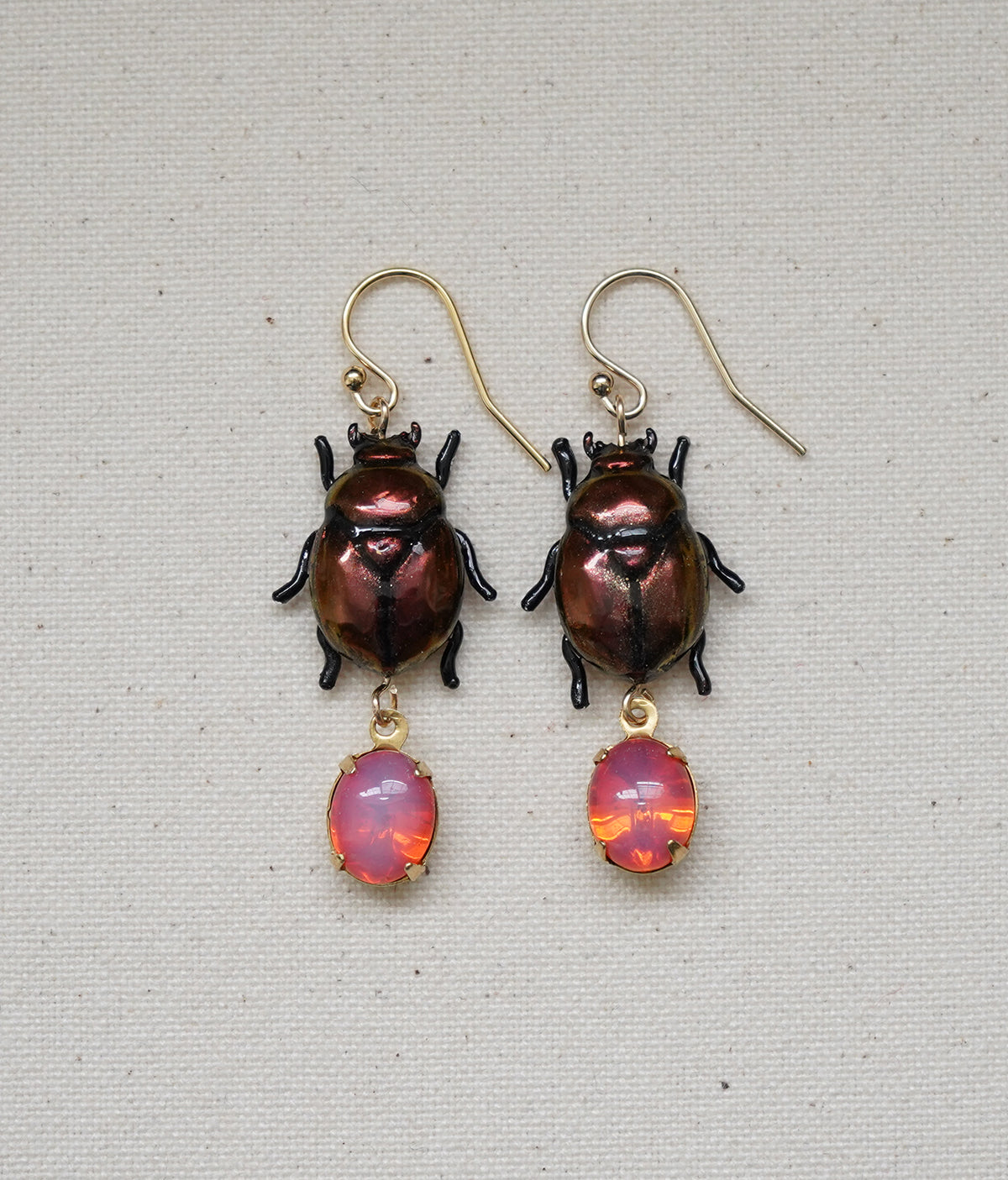 Scarab Earrings (Orange/Red)
