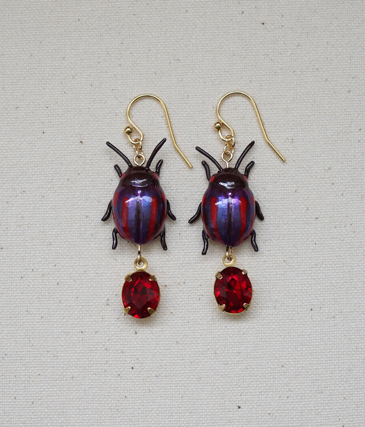 Mint Beetle (Red) Earrings