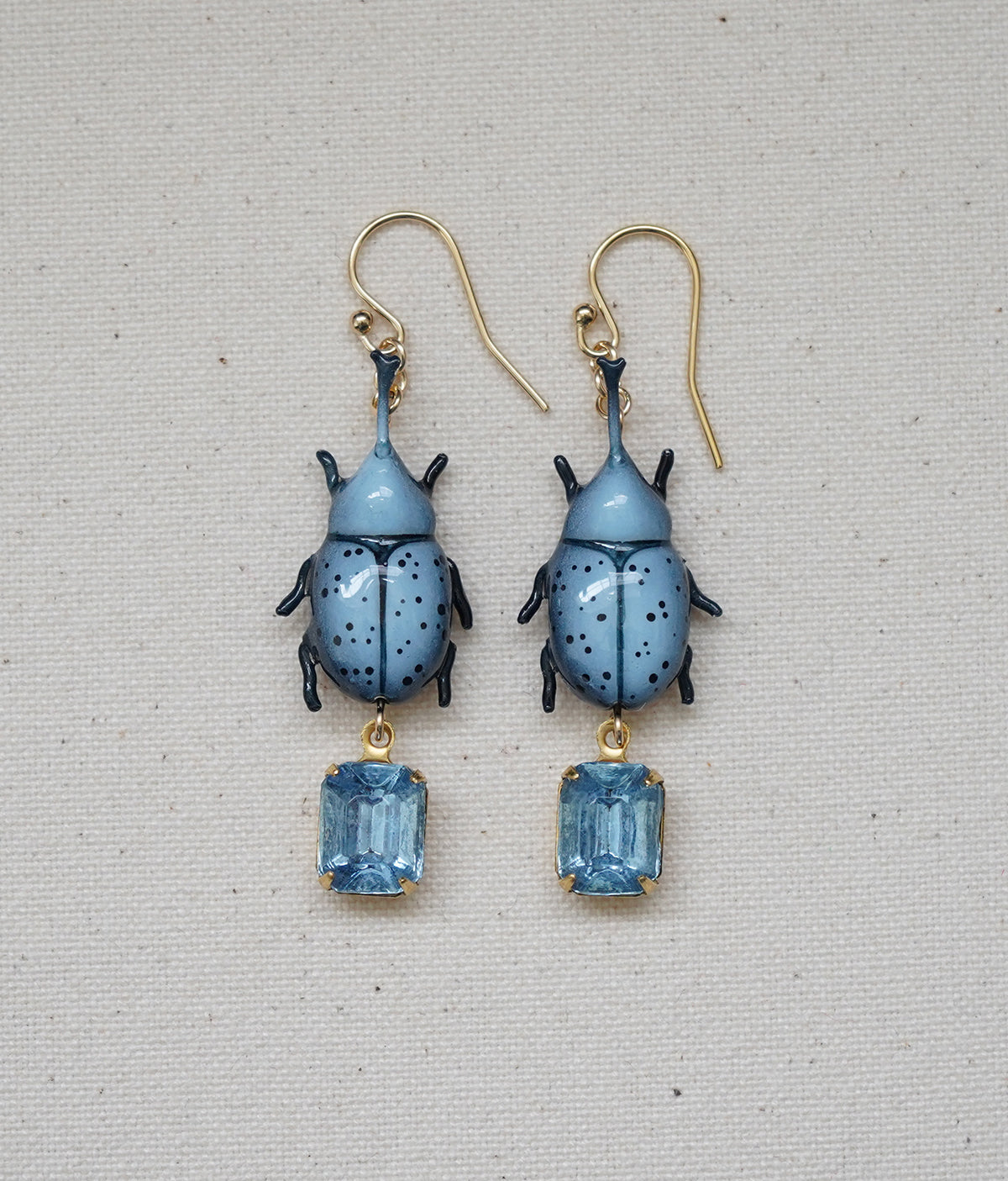Rhinoceros Beetle Earrings (Blue)