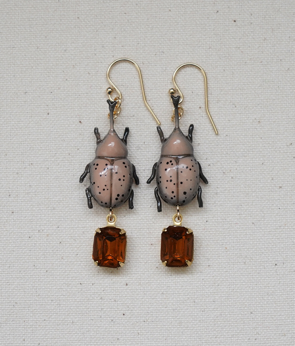 Rhinoceros Beetle Earrings (Coffee)