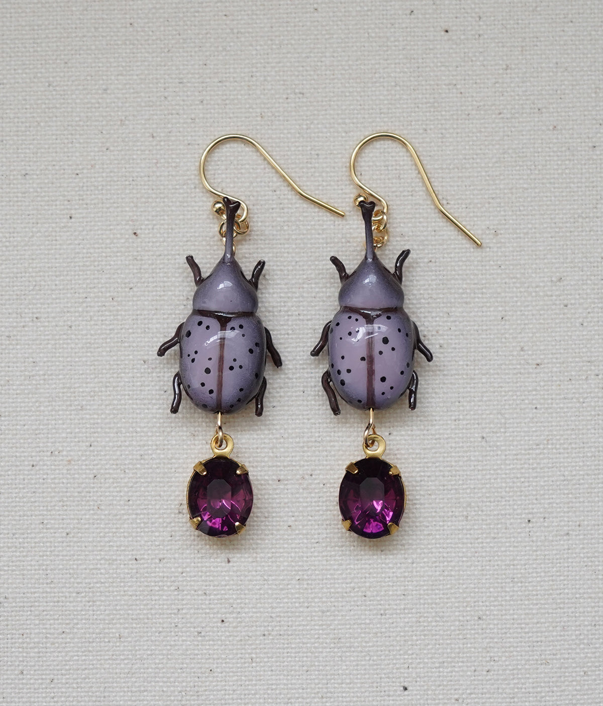 Rhinoceros Beetle Earrings (Wine)