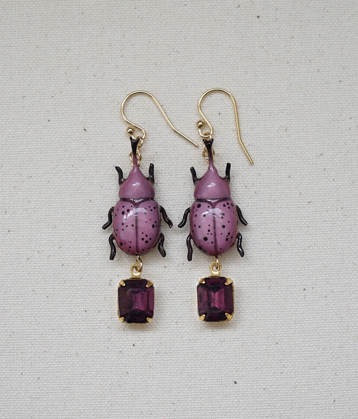 Rhinoceros Beetle Earrings (Sangria)