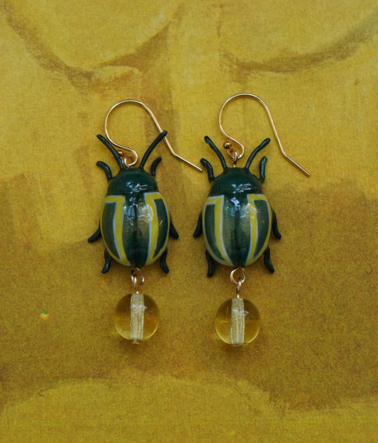 Mint Beetle (Yellow) Earrings