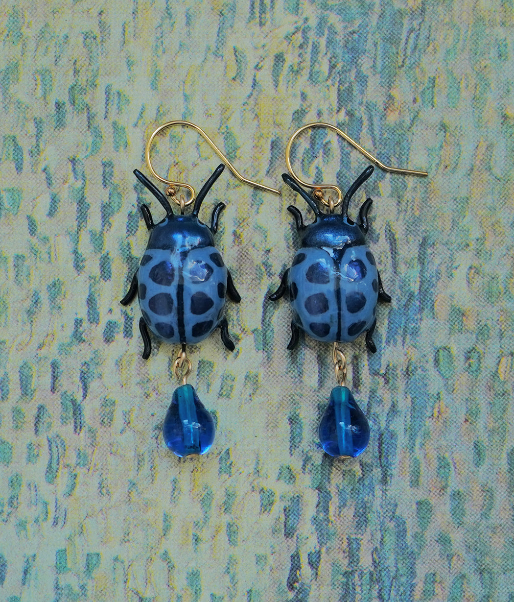 Mint Beetle (Blue) Earrings