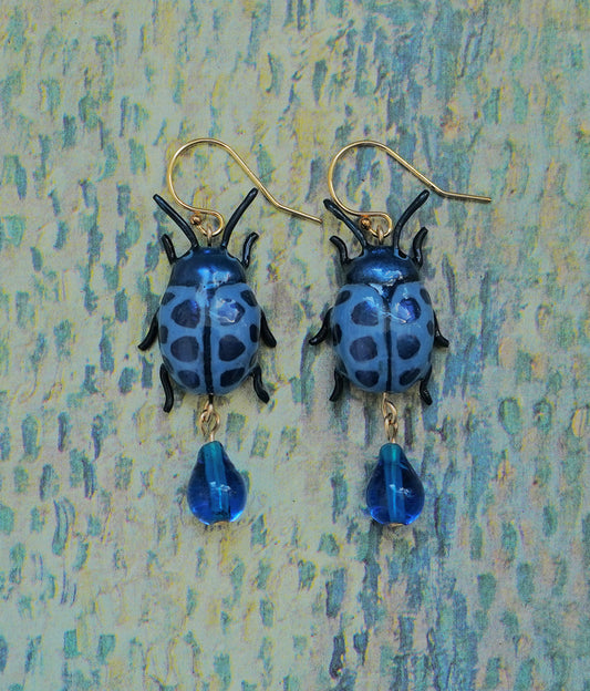 Mint Beetle (Blue) Earrings