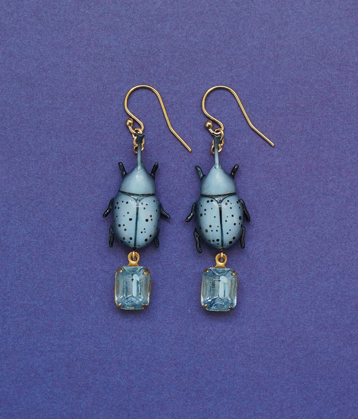 Rhinoceros Beetle Earrings (Blue)
