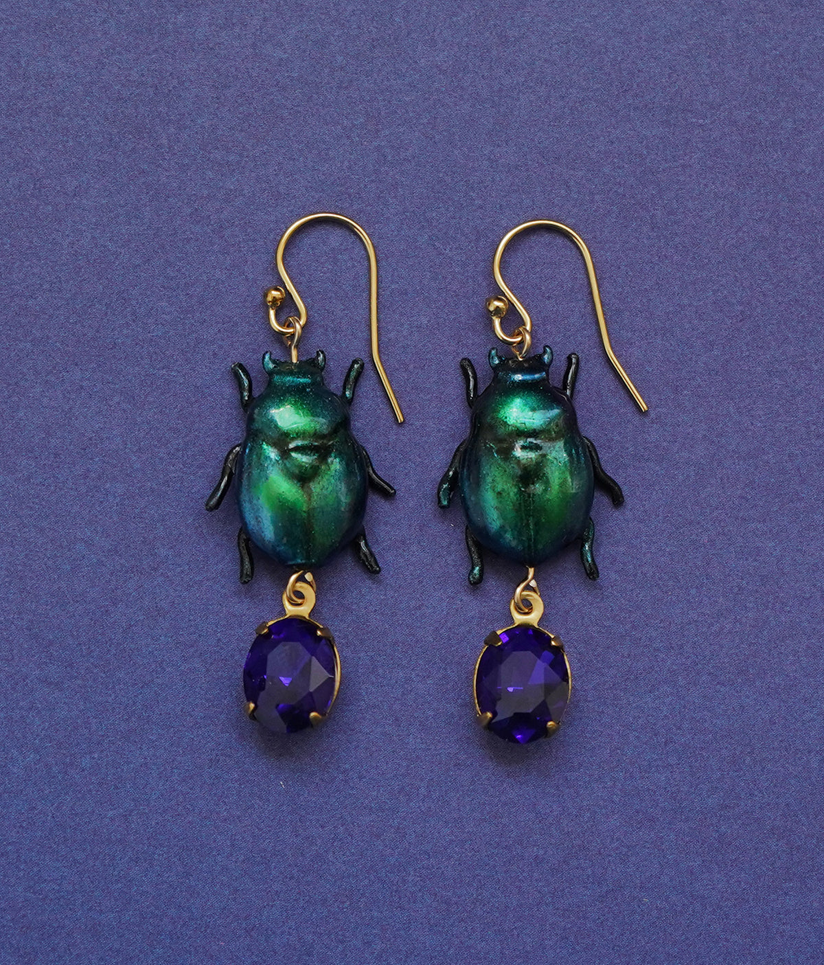 Scarab Earrings (Blue/Green)