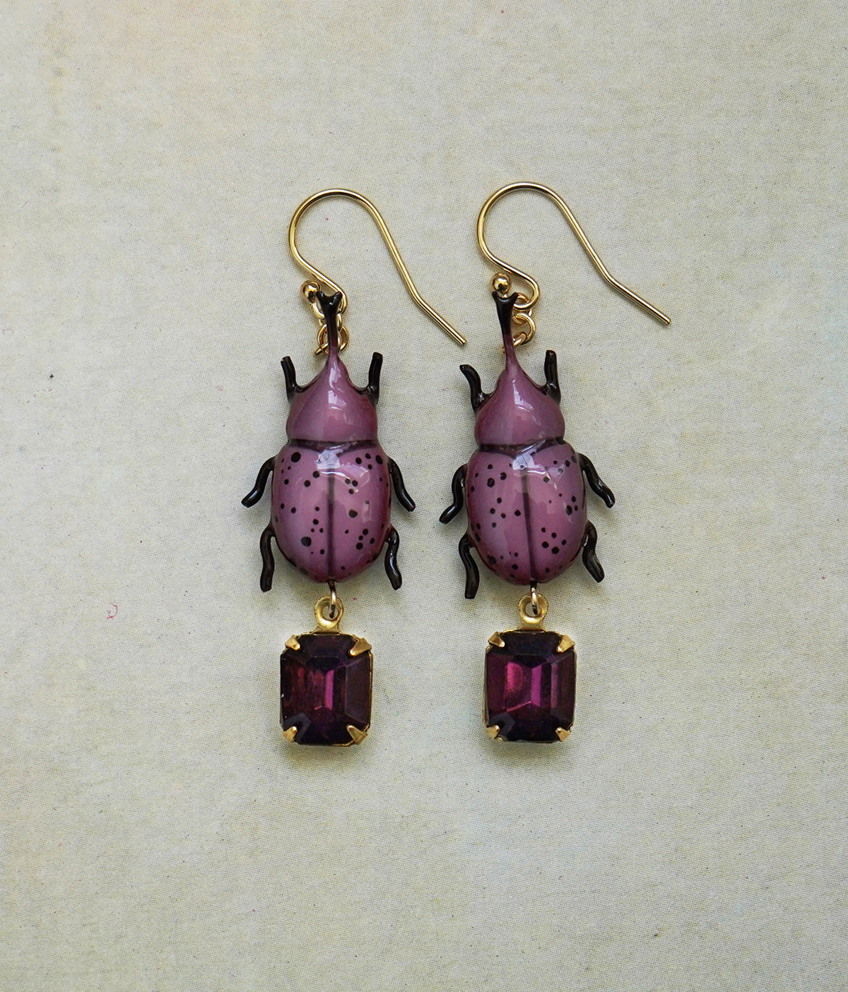 Rhinoceros Beetle Earrings (Sangria)