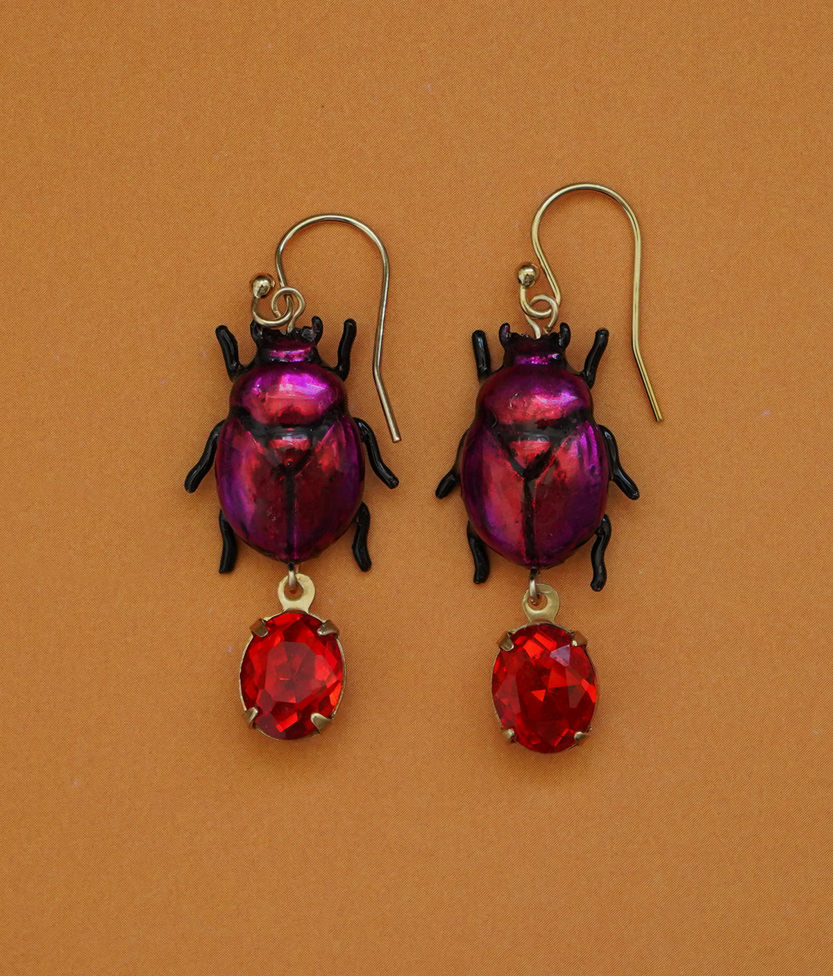 Scarab Earrings (Magenta/Red)