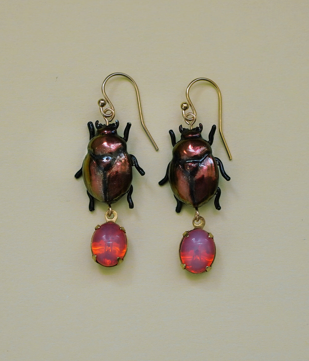 Scarab Earrings (Orange/Red)