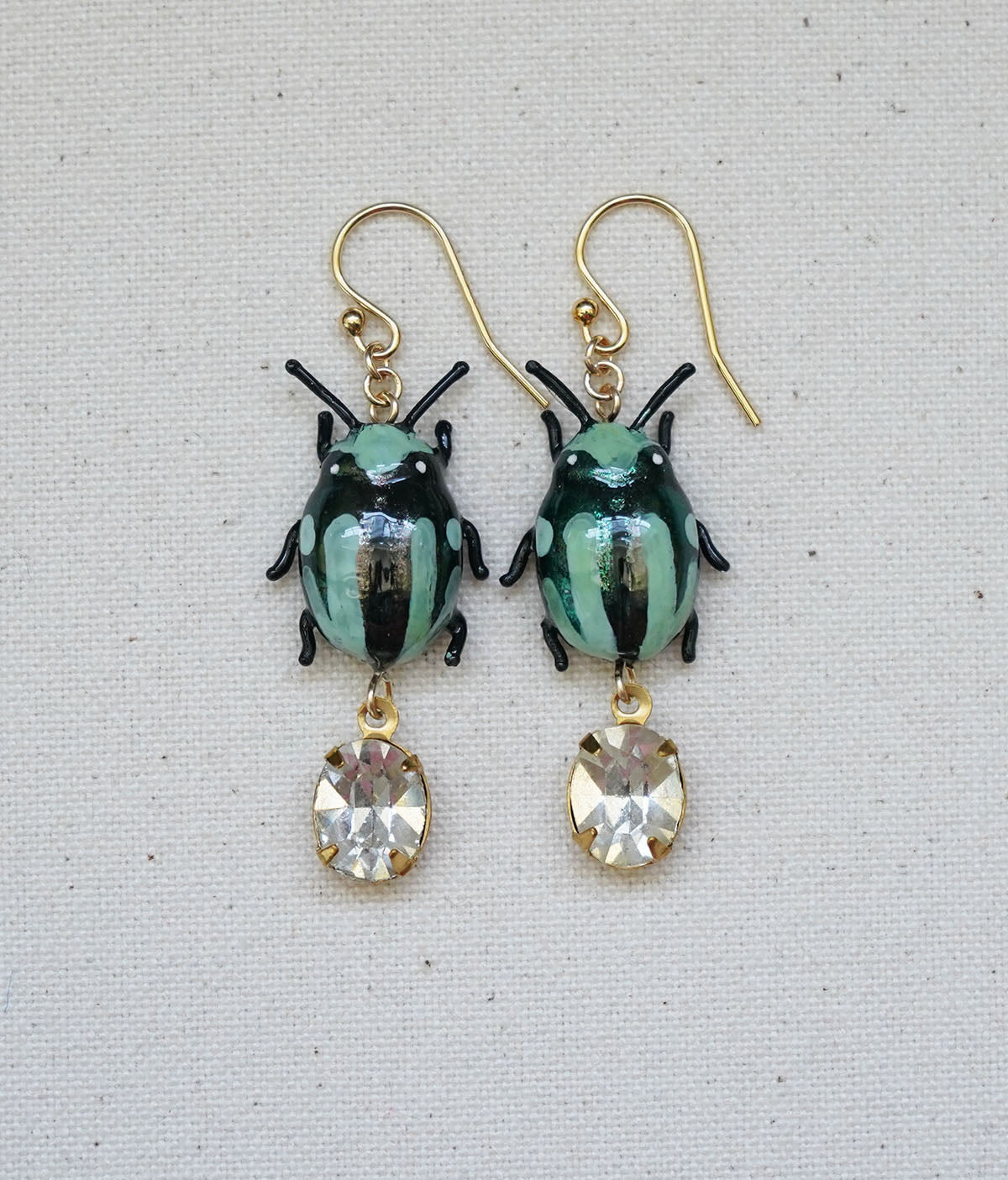 Mint Beetle Earrings (Green)