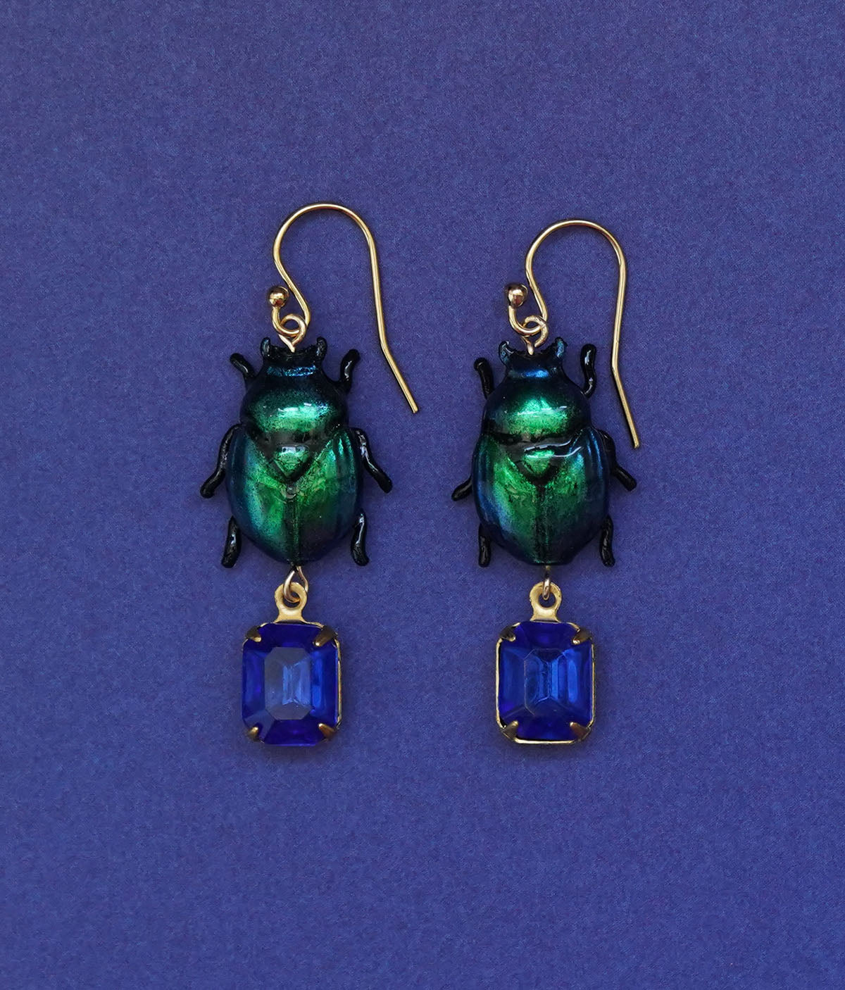 Scarab Earrings (Blue/Green)