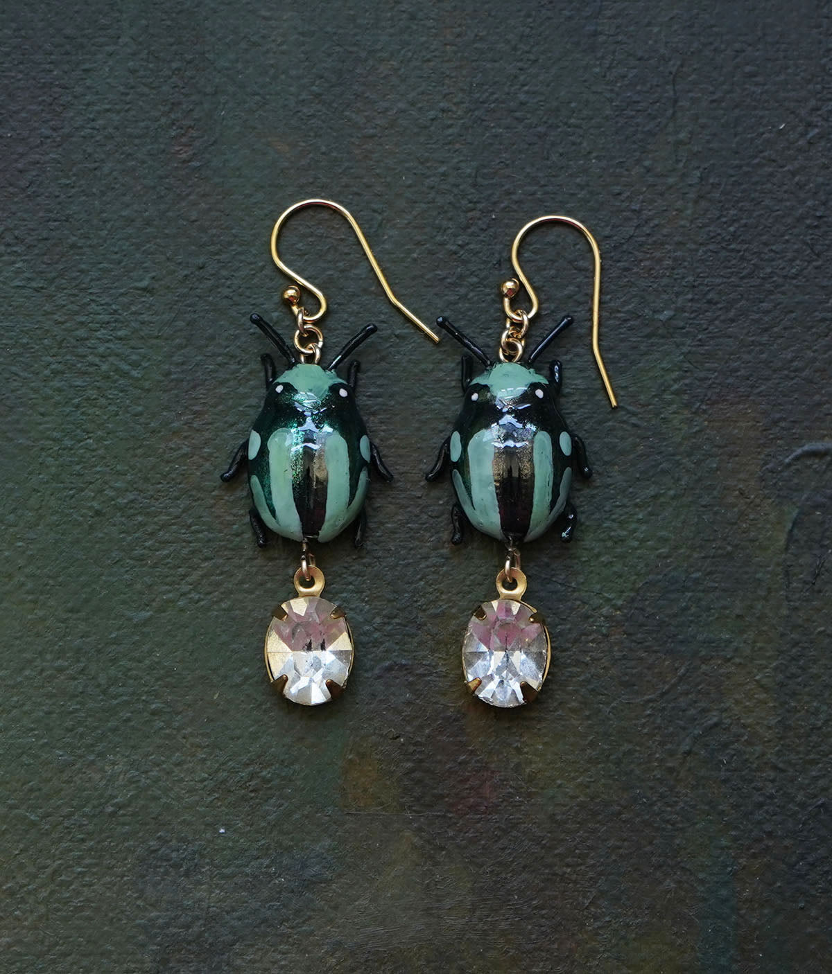 Mint Beetle Earrings (Green)