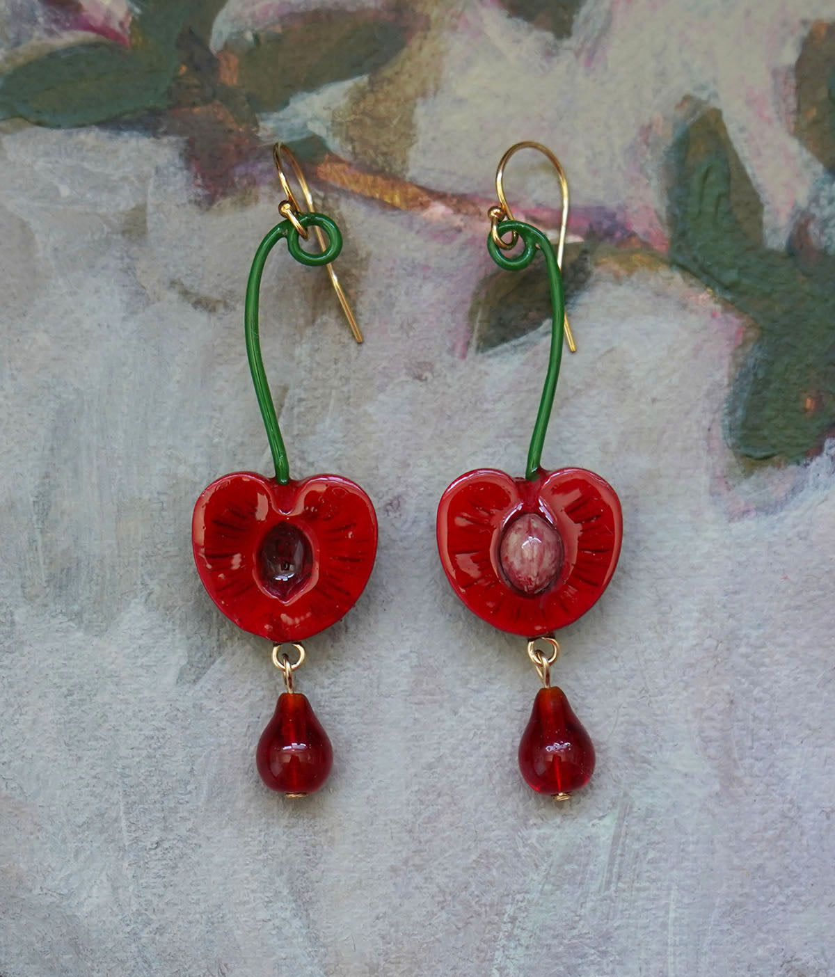 Cherry Earrings (Aqua)