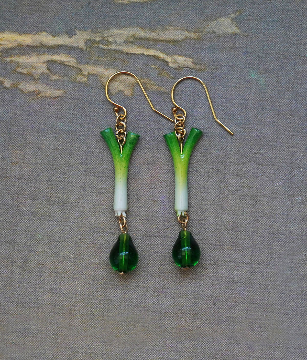 Green Onion Earrings