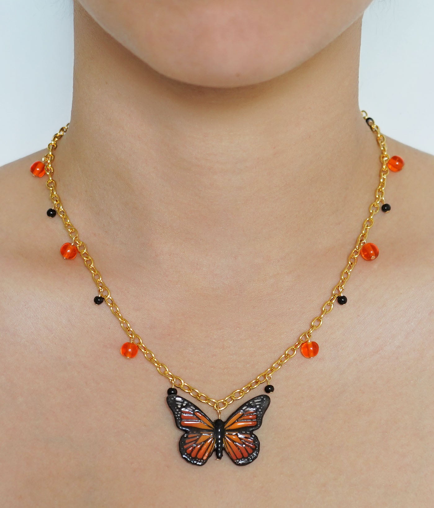 Monarch Butterfly Necklace (Orange)