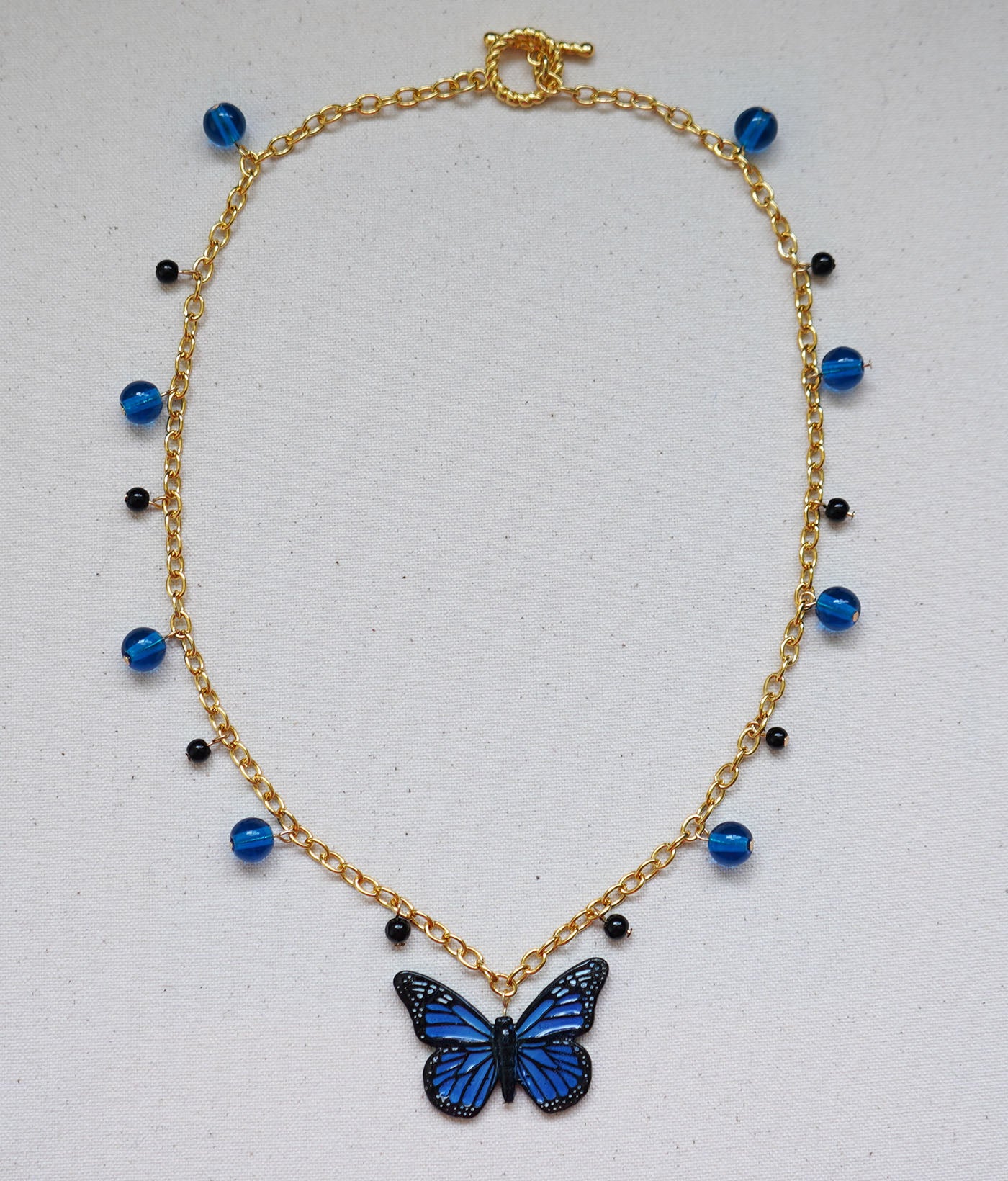 Monarch Butterfly Necklace (Blue)