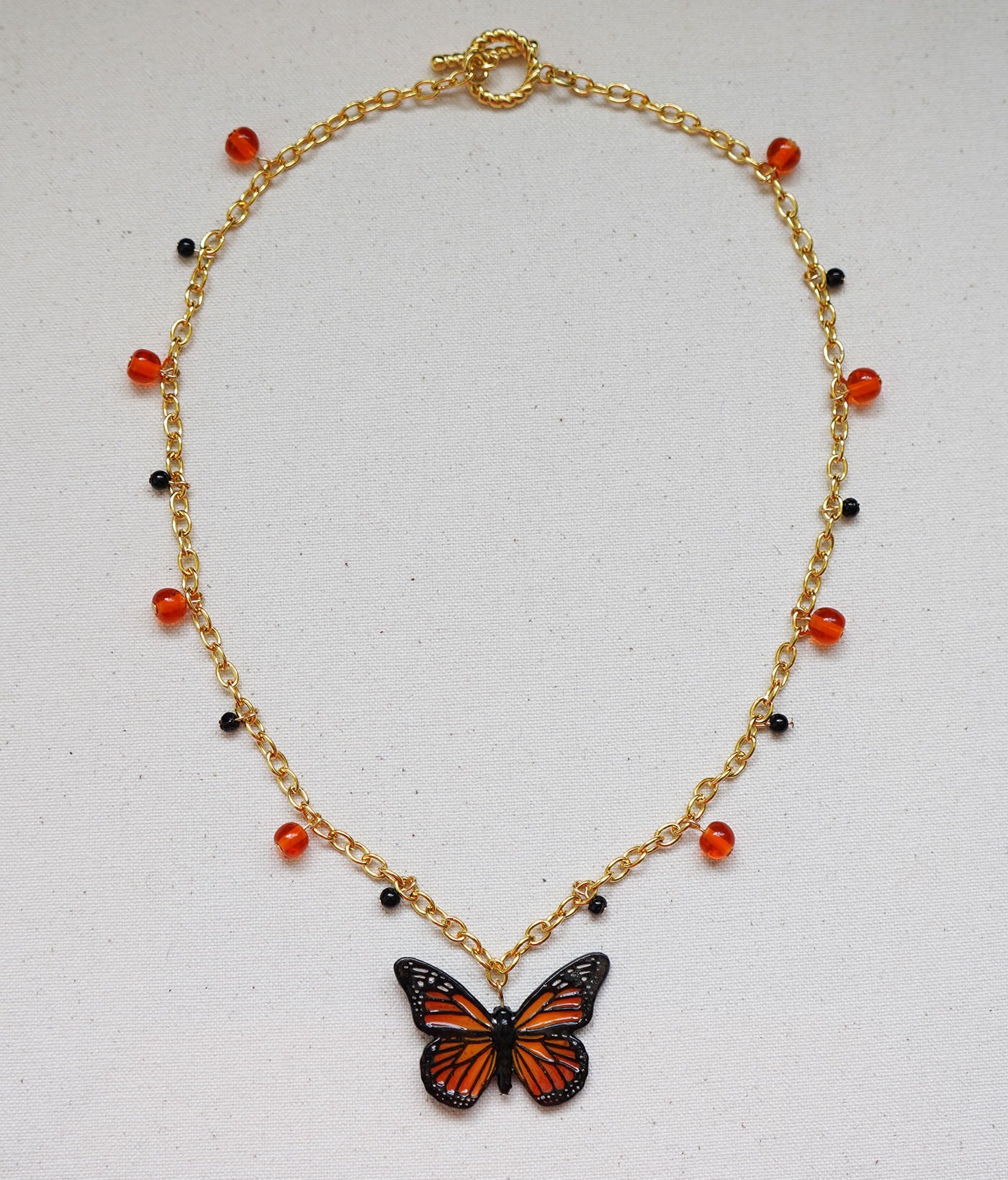 Monarch Butterfly Necklace (Orange)