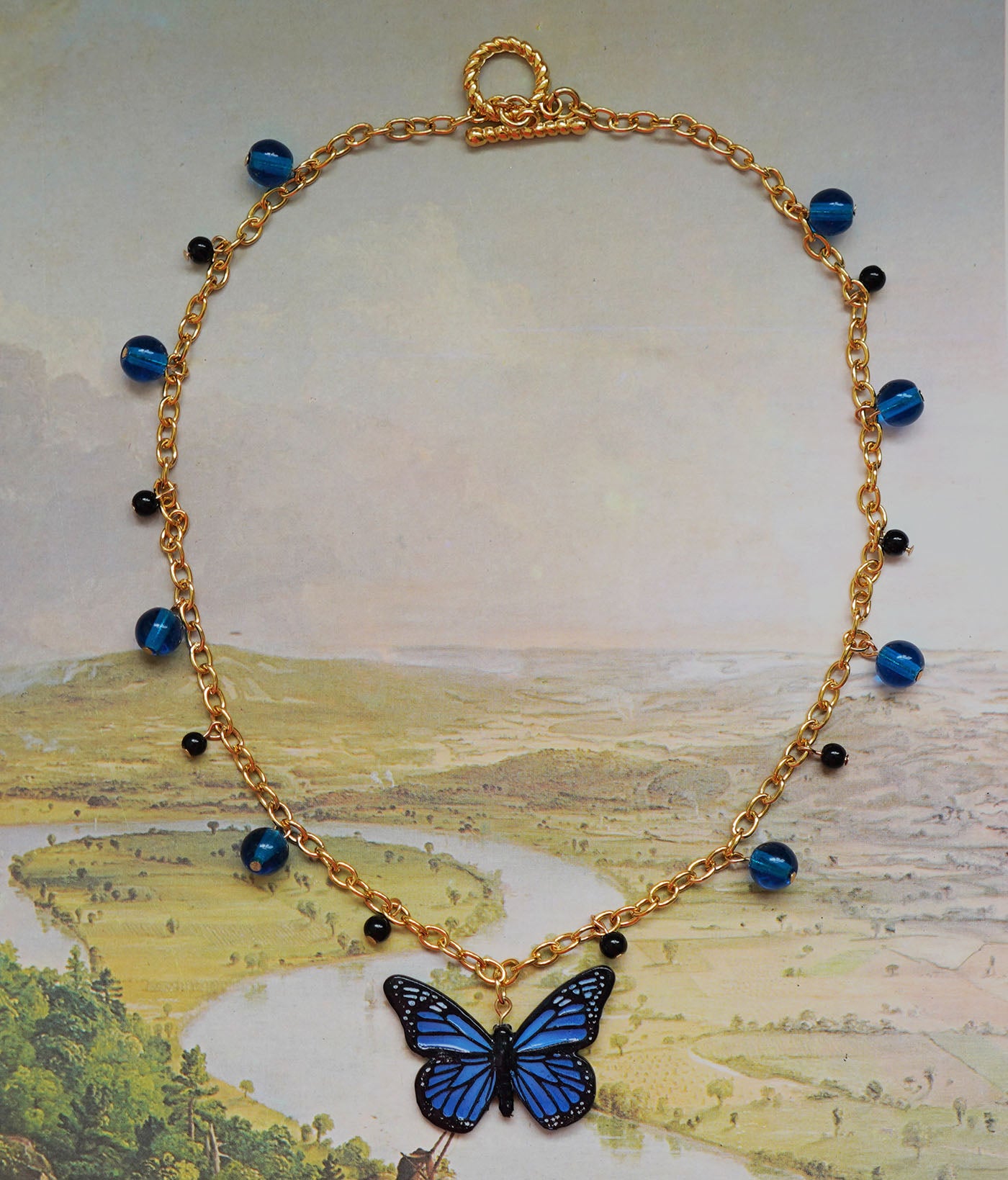 Monarch Butterfly Necklace (Blue)