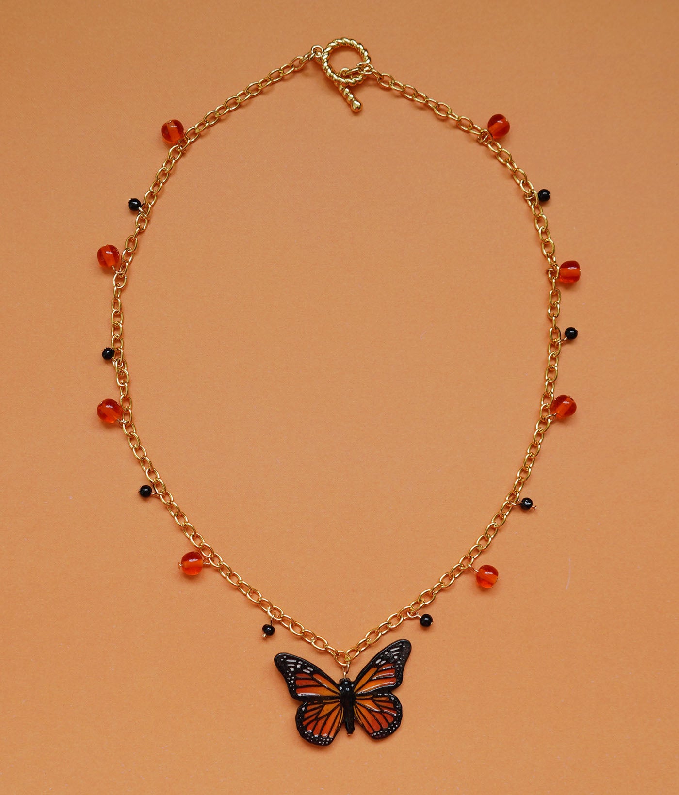 Monarch Butterfly Necklace (Orange)
