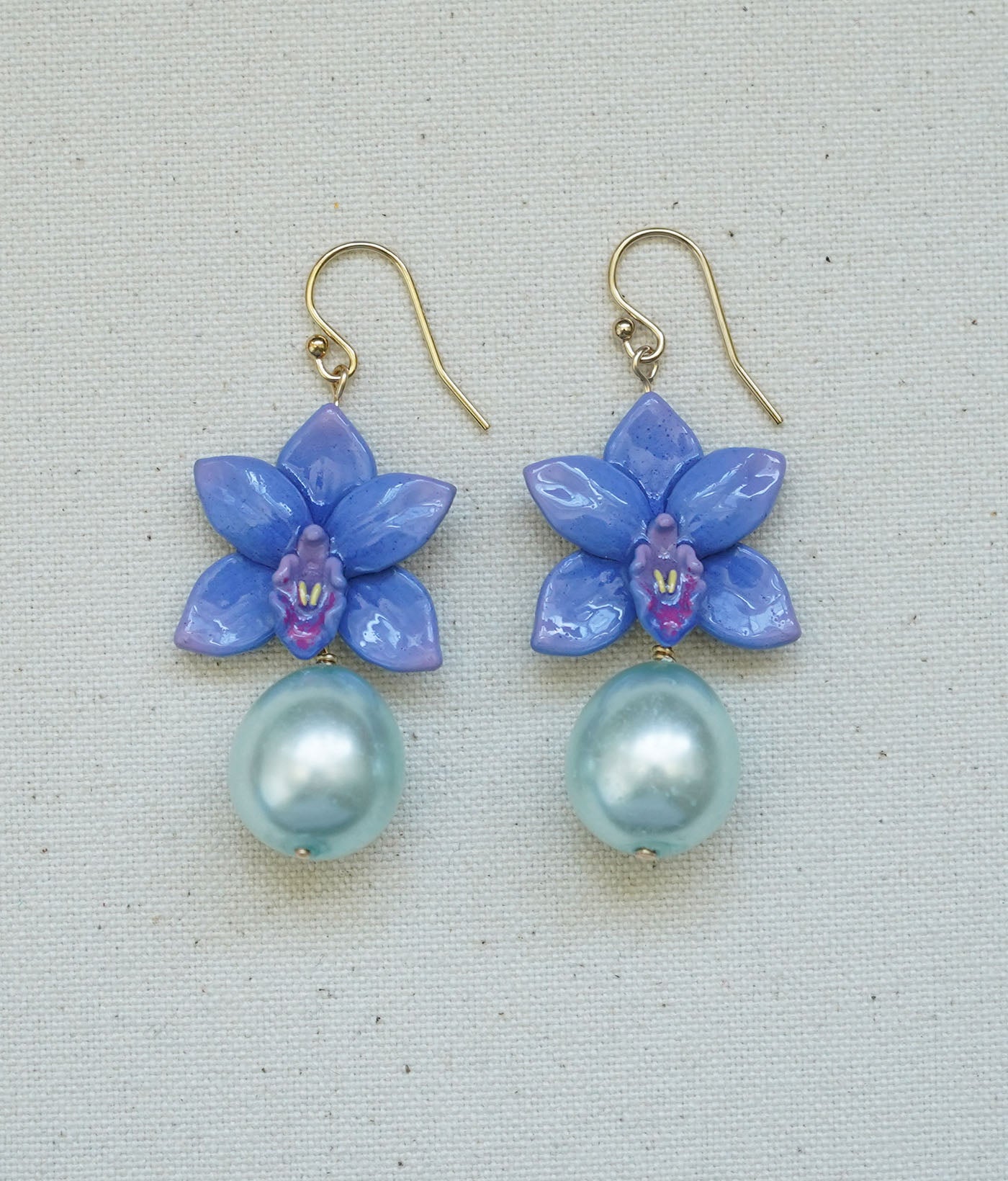 Cymbidium Orchid Earrings (Blue)
