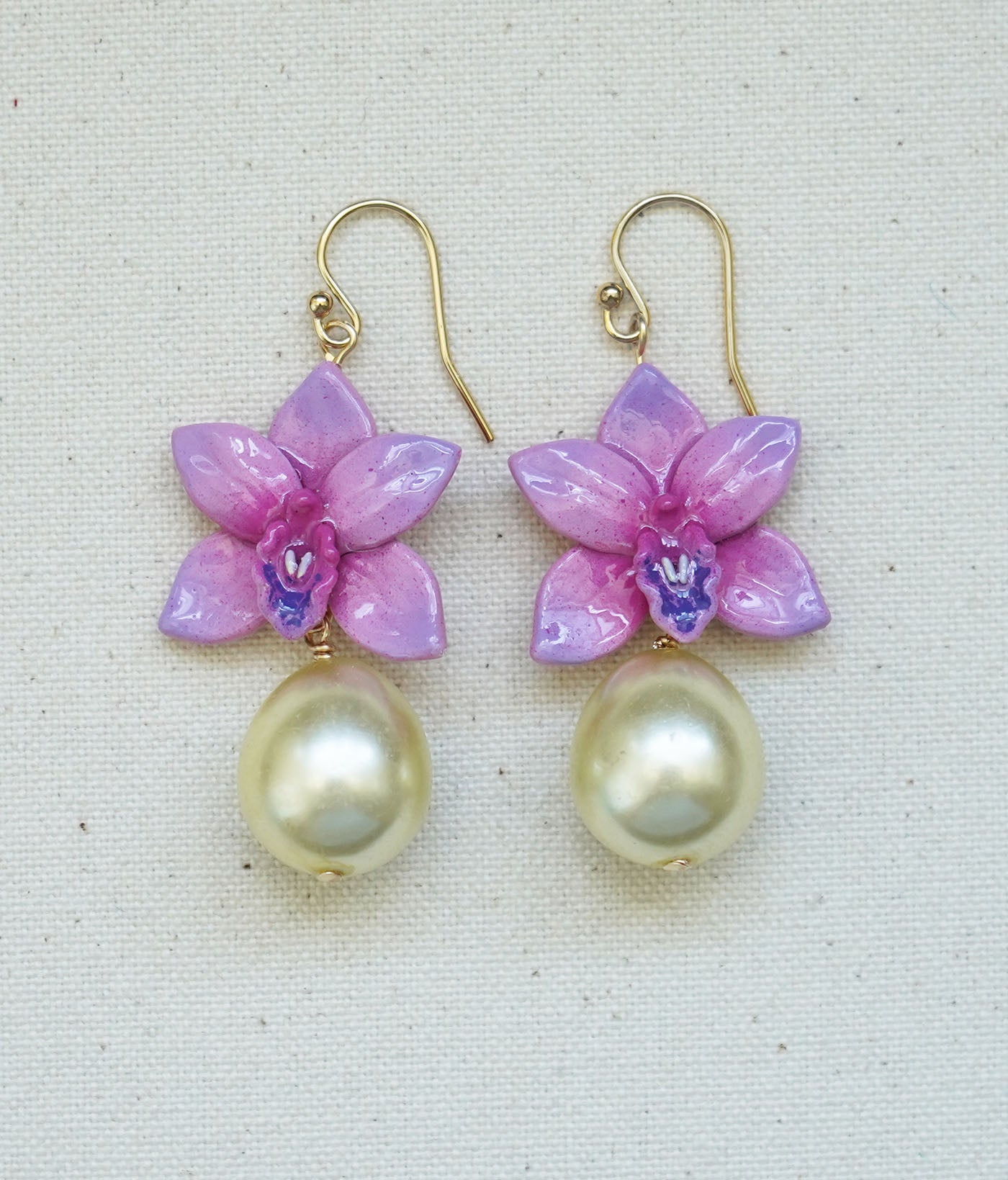 Cymbidium Orchid Earrings (Pink)