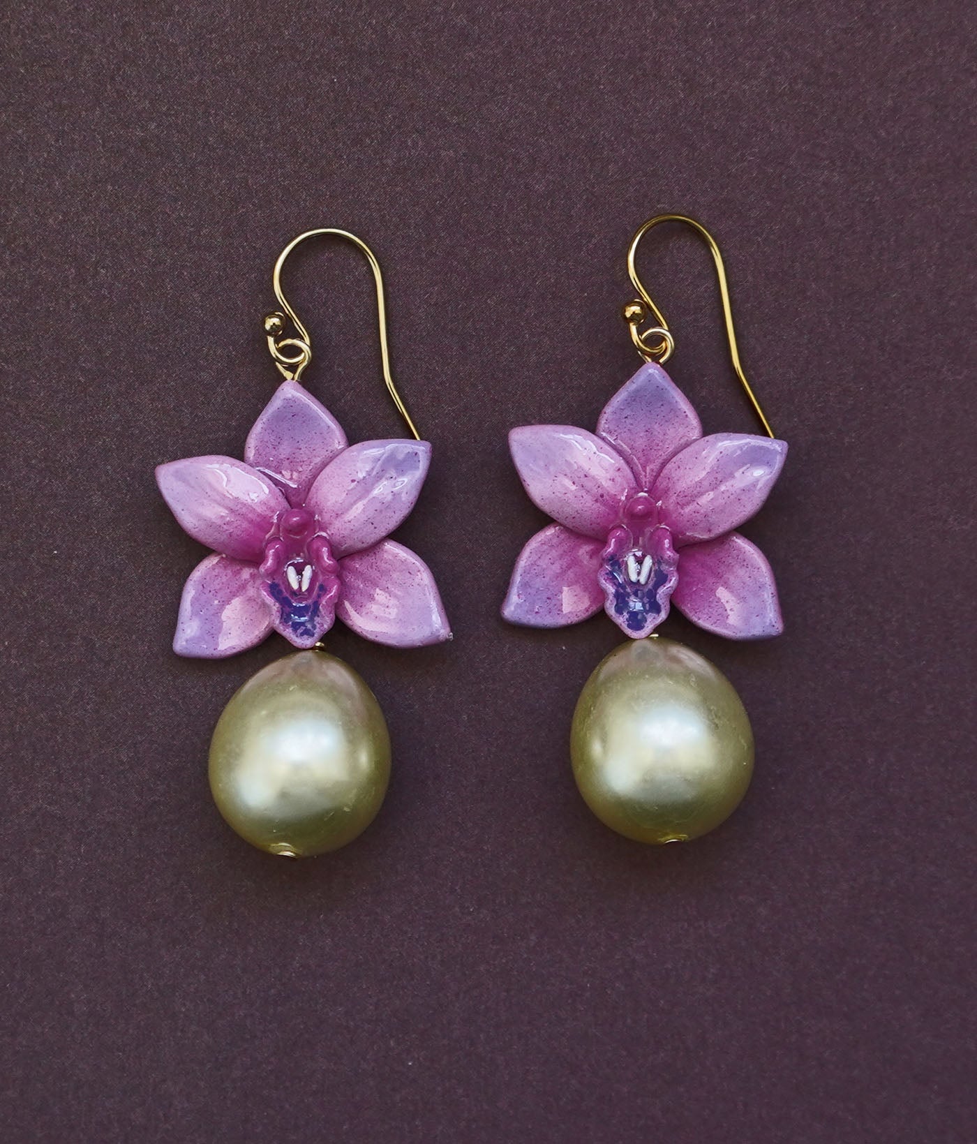 Cymbidium Orchid Earrings (Pink)